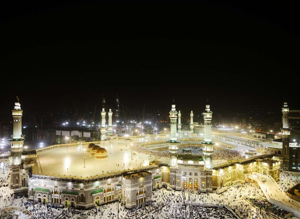 The holy city of Mecca with the Kaaba at its center